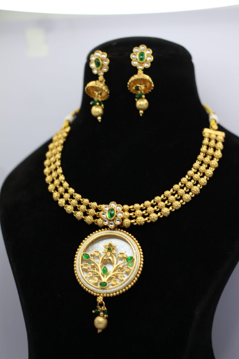 Bridal Kundan Necklace Set with Multicolor Meenakari & Pearl Drops