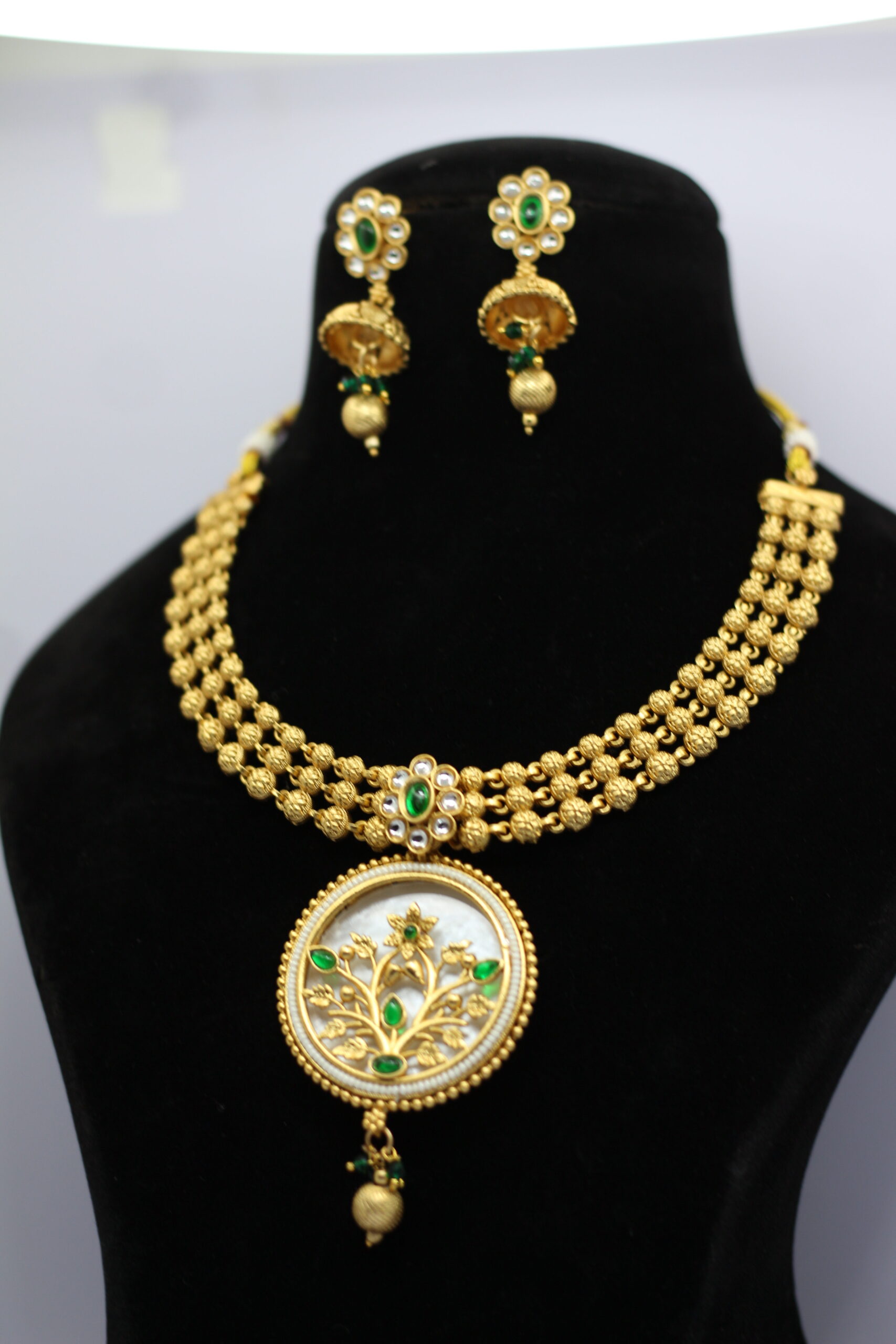 Bridal Kundan Necklace Set with Multicolor Meenakari & Pearl Drops