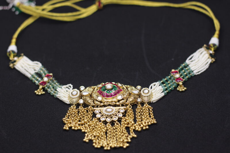Traditional Gold-Plated Beaded Choker Necklace
