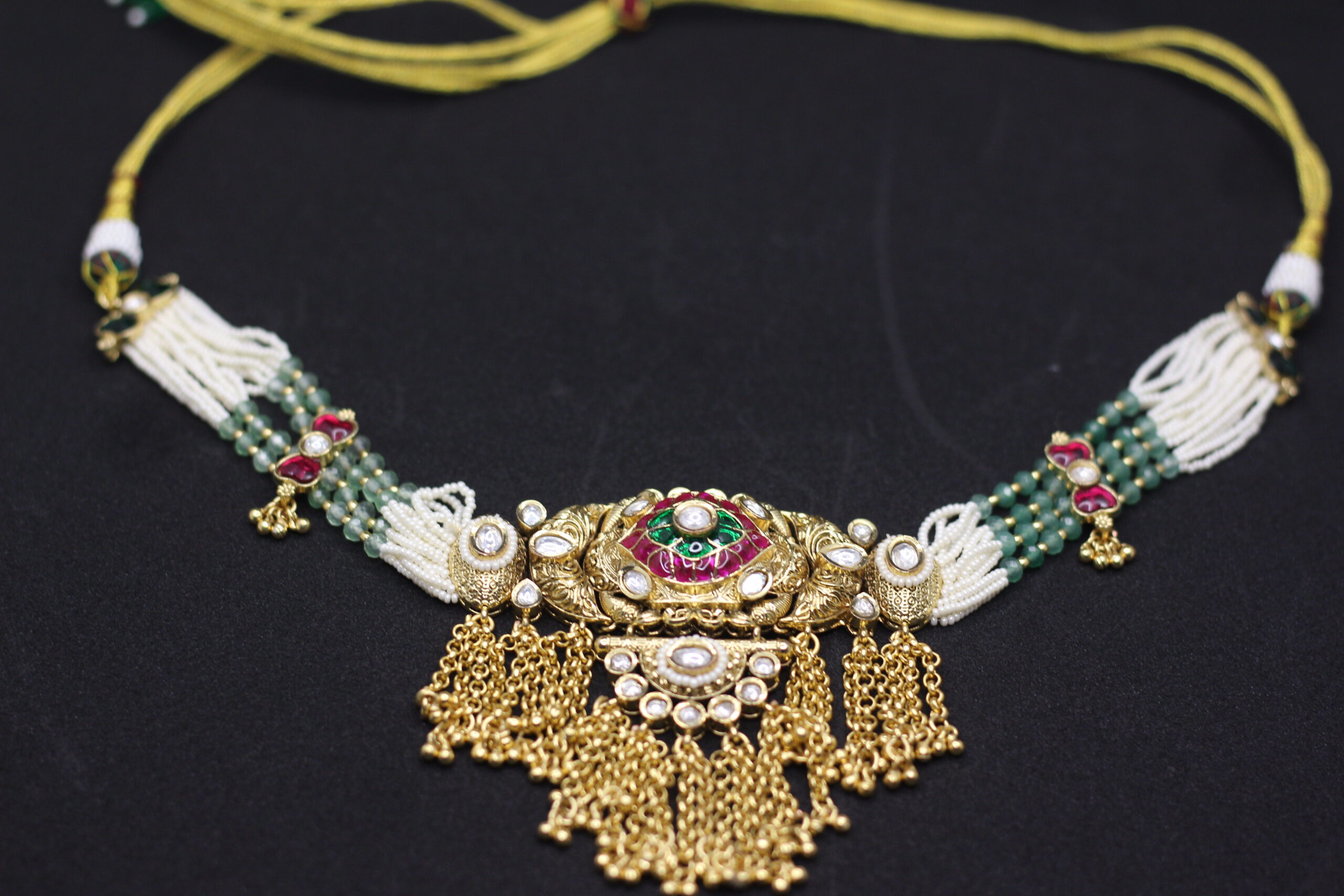 Traditional Gold-Plated Beaded Choker Necklace - Image 2