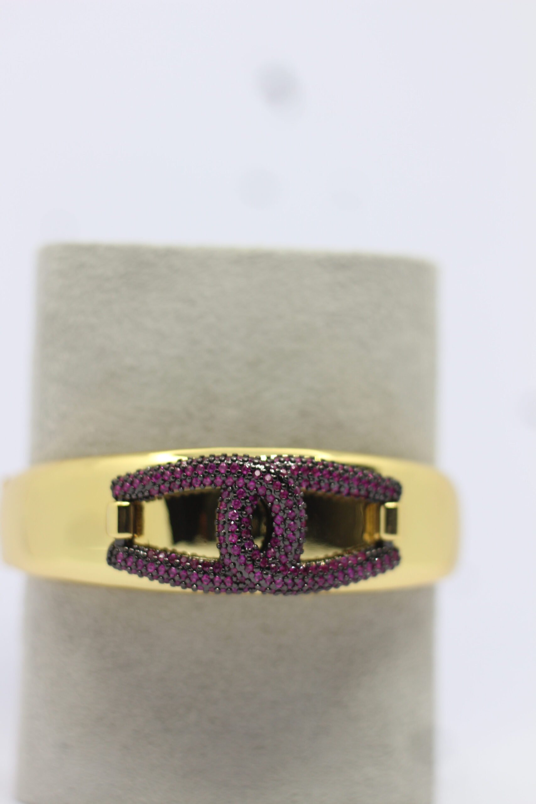 Gold-Plated Bracelet with Purple Stone Studded Designer Clasp