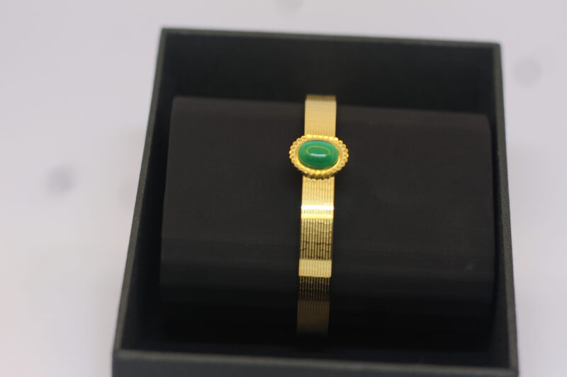 Gold-Plated Bracelet with Green Stone Centerpiece - Image 4
