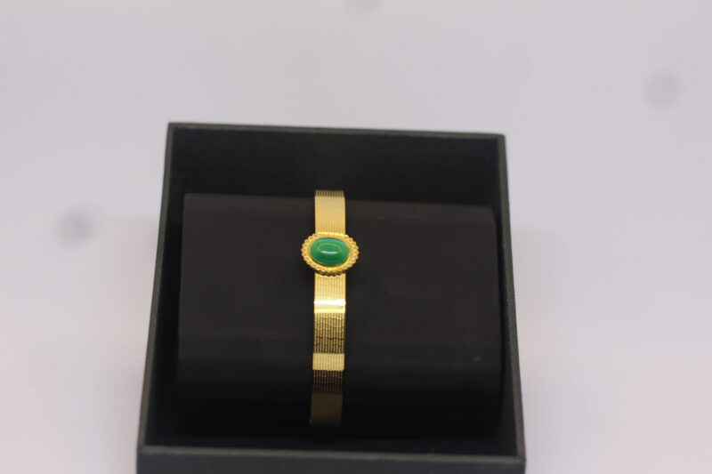 Gold-Plated Bracelet with Green Stone Centerpiece - Image 3
