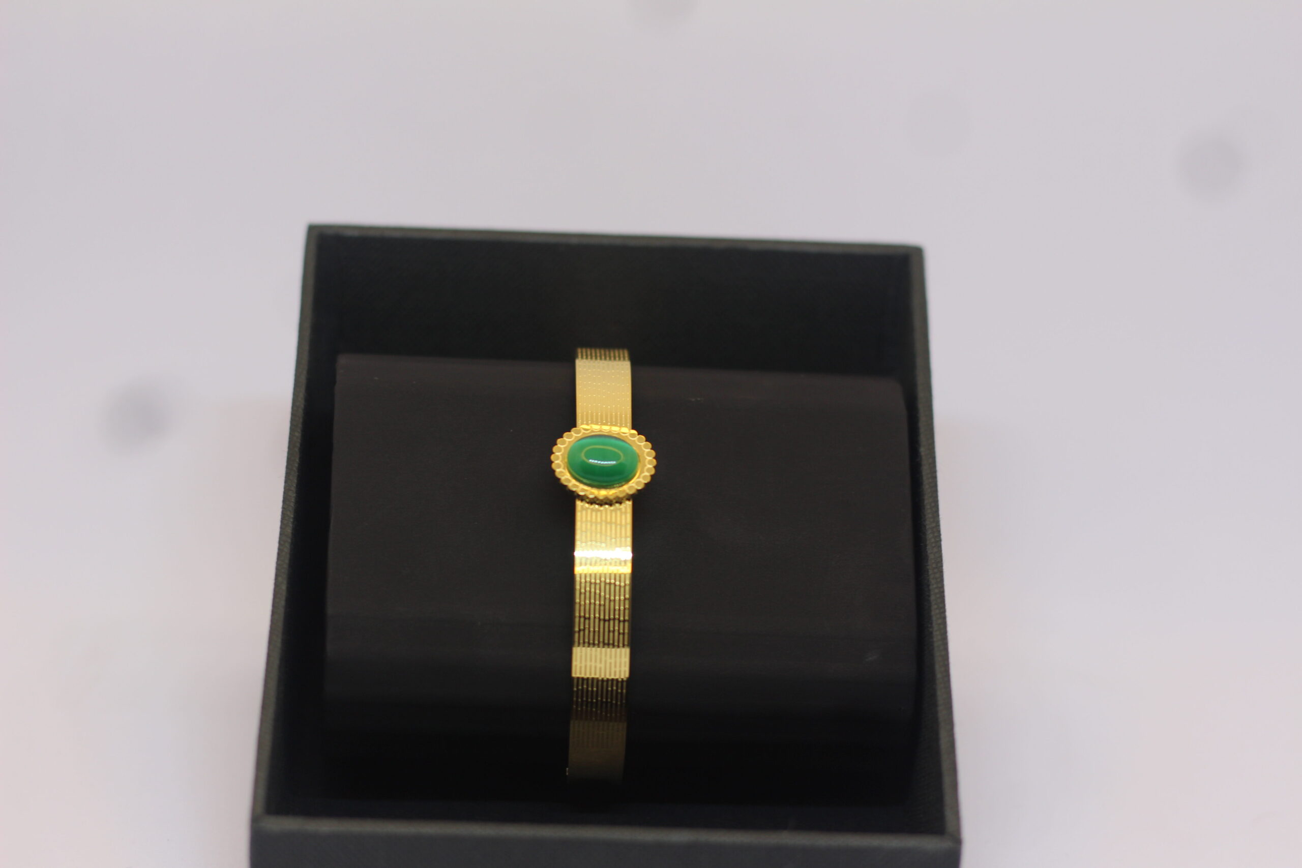 Gold-Plated Bracelet with Green Stone Centerpiece - Image 3