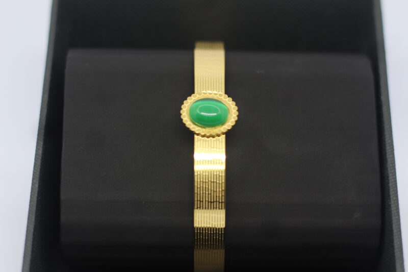 Gold-Plated Bracelet with Green Stone Centerpiece - Image 2