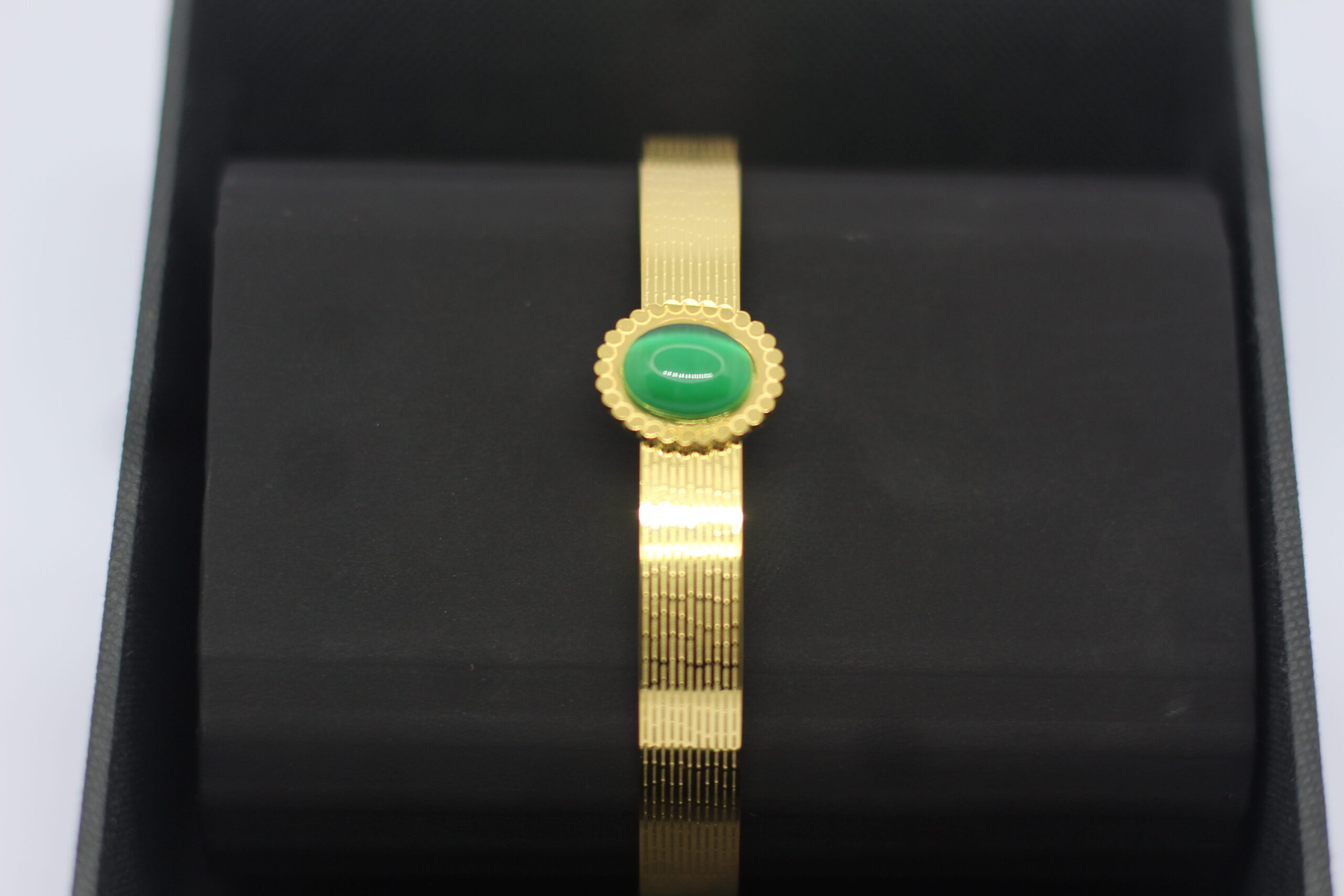 Gold-Plated Bracelet with Green Stone Centerpiece - Image 2