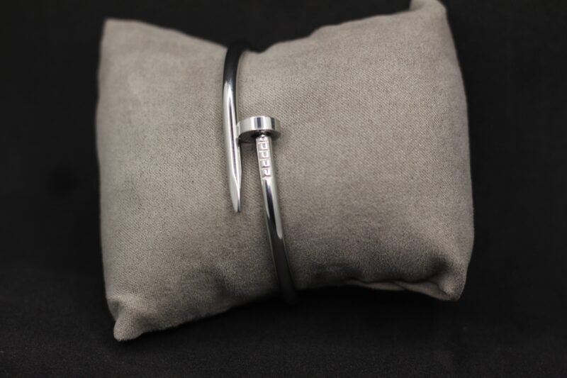 Silver Nail-Head Inspired Bracelet – Bold & Modern Unisex Design - Image 2