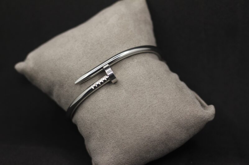 Silver Nail-Head Inspired Bracelet – Bold & Modern Unisex Design - Image 3