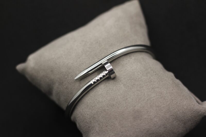 Silver Nail-Head Inspired Bracelet – Bold & Modern Unisex Design - Image 4