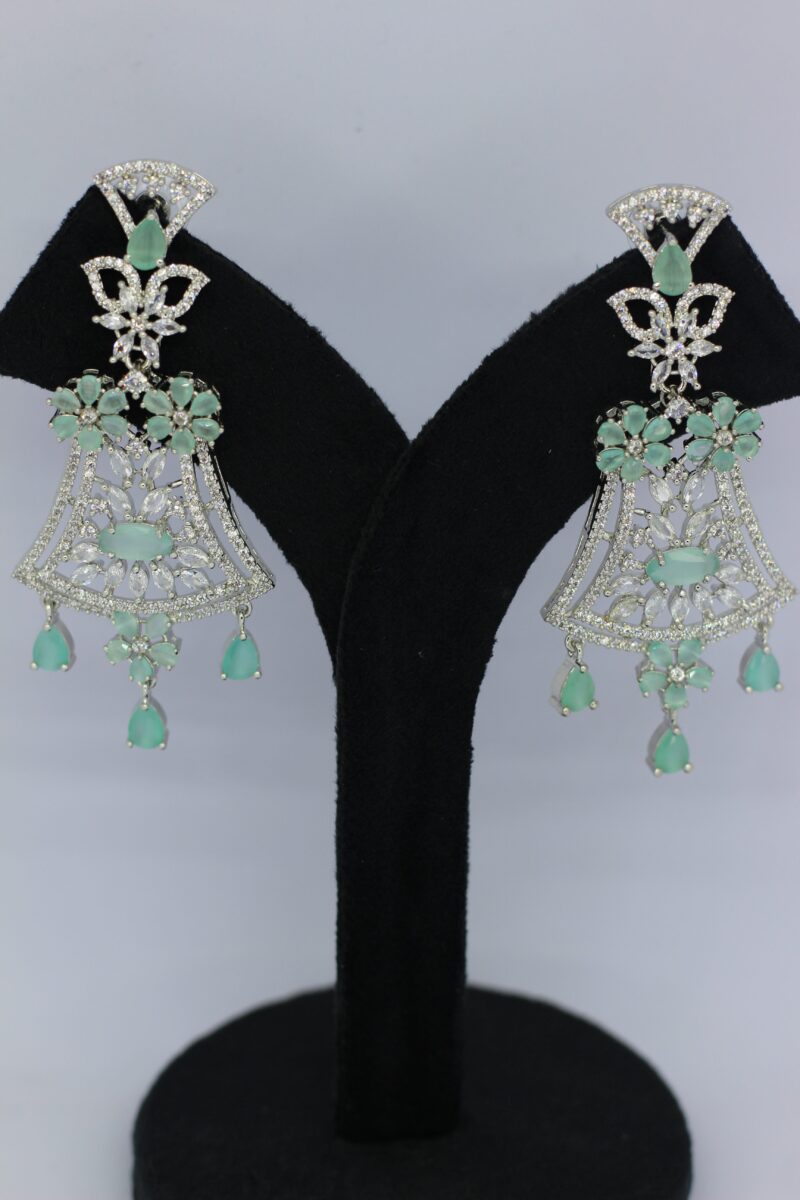 Mint Green Floral Filigree Chandelier Earrings