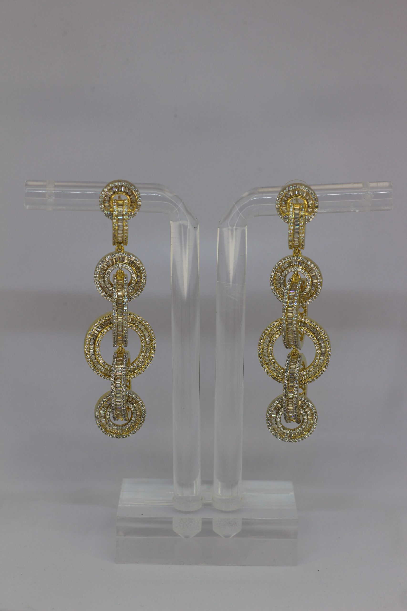 Golden Crystal Interlinked Loop Dangler Earrings - Image 4