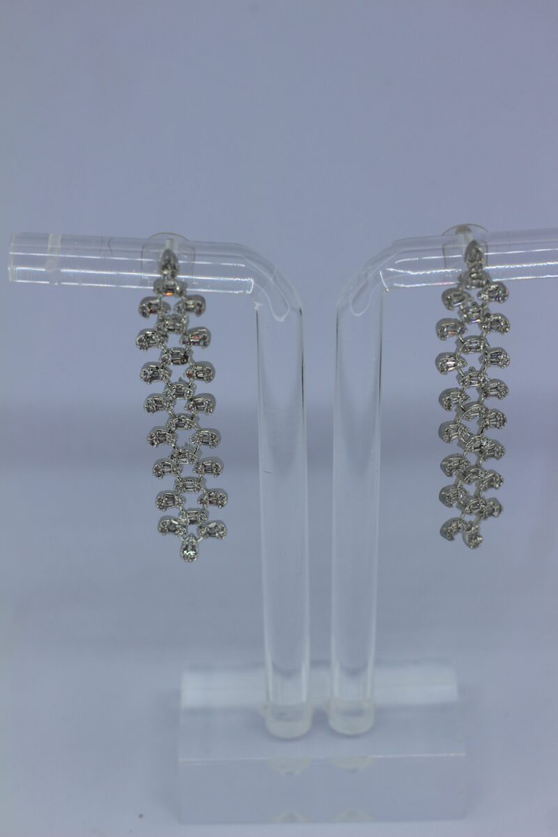 Elegant Silver-Plated Long Drop Earrings with Crystal Accents