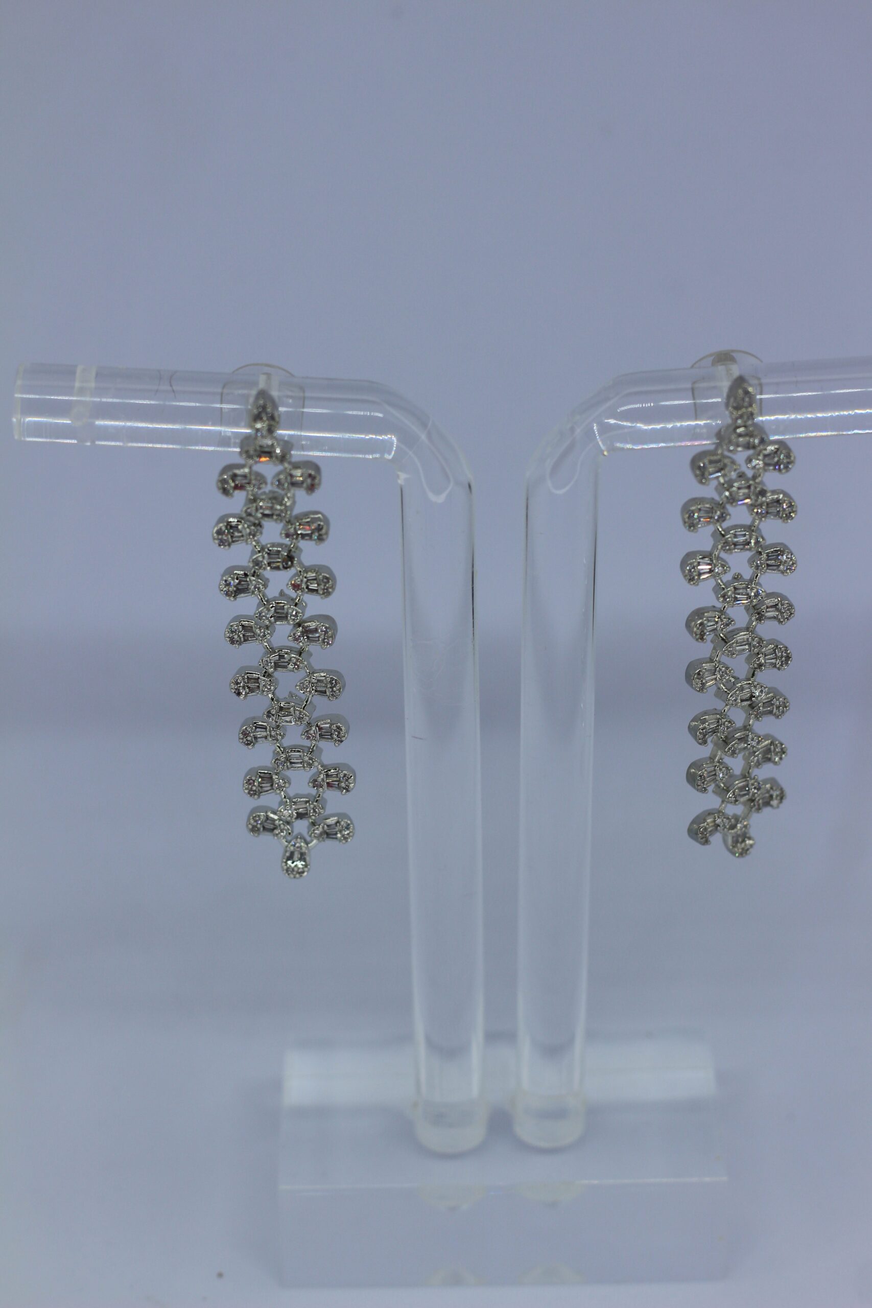Elegant Silver-Plated Long Drop Earrings with Crystal Accents