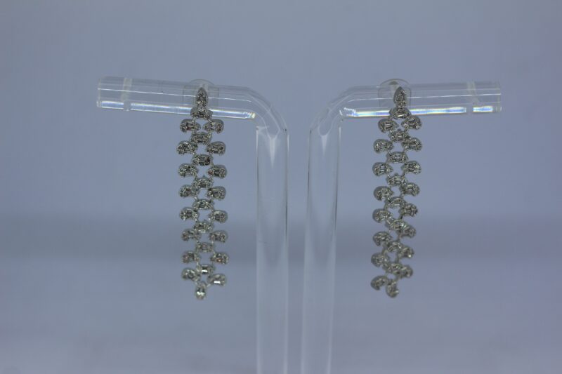 Elegant Silver-Plated Long Drop Earrings with Crystal Accents - Image 4