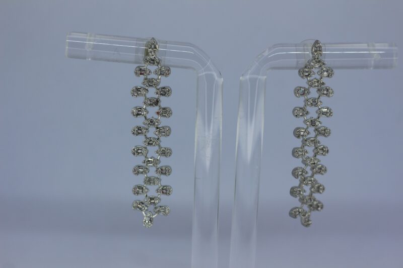 Elegant Silver-Plated Long Drop Earrings with Crystal Accents - Image 3