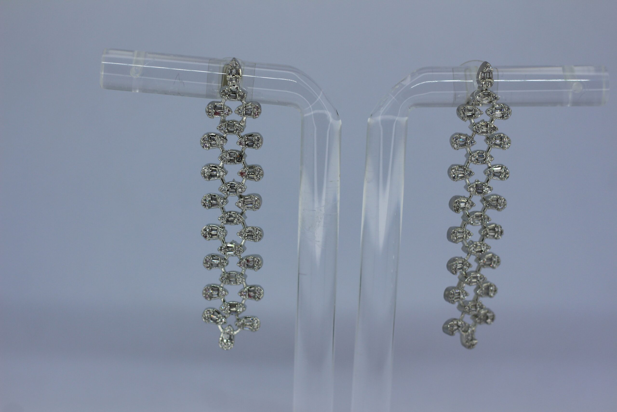 Elegant Silver-Plated Long Drop Earrings with Crystal Accents - Image 3