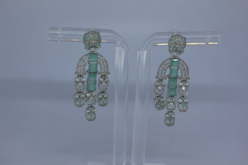 Elegant Mint Green Chandelier Earrings - Image 4