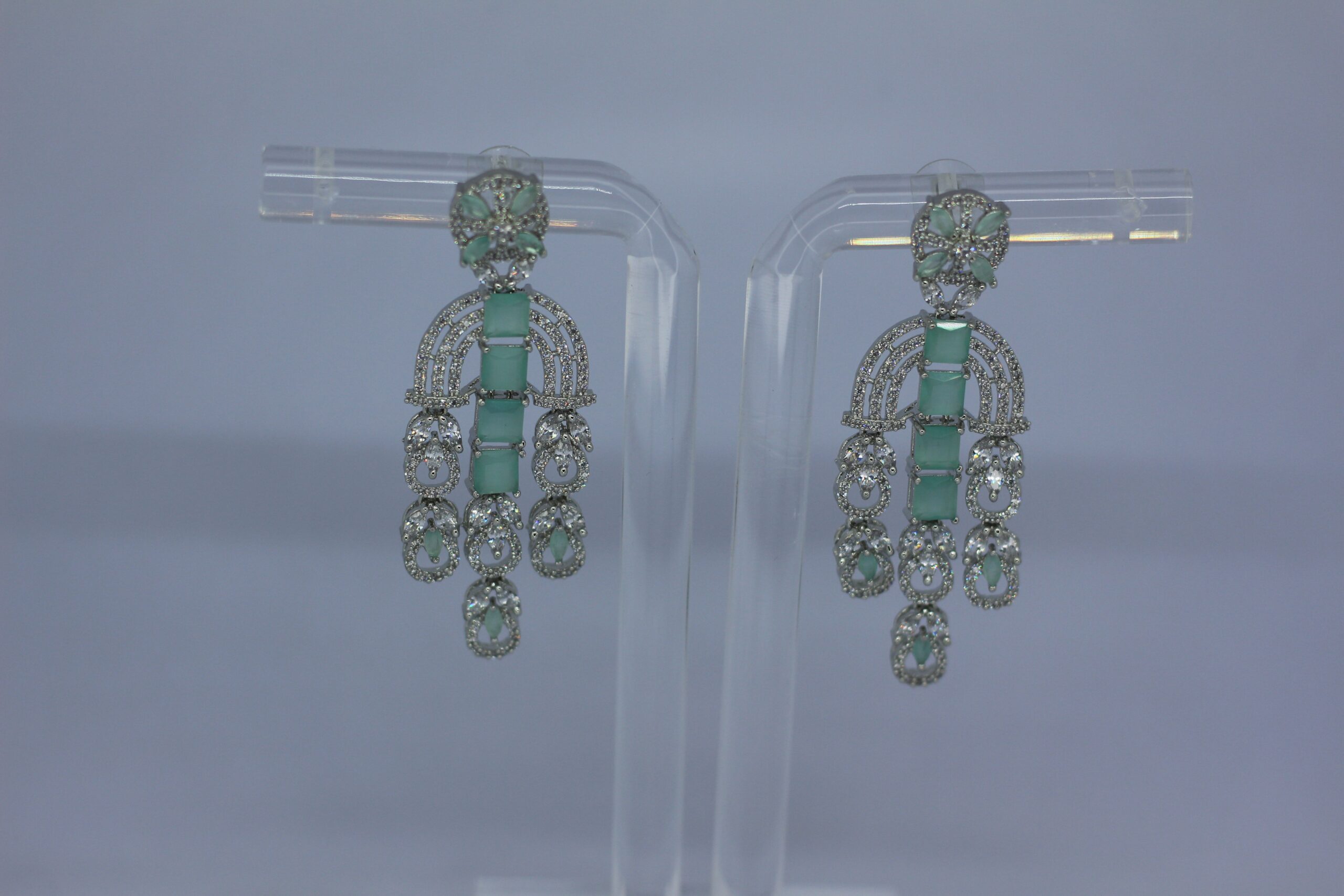Elegant Mint Green Chandelier Earrings - Image 4