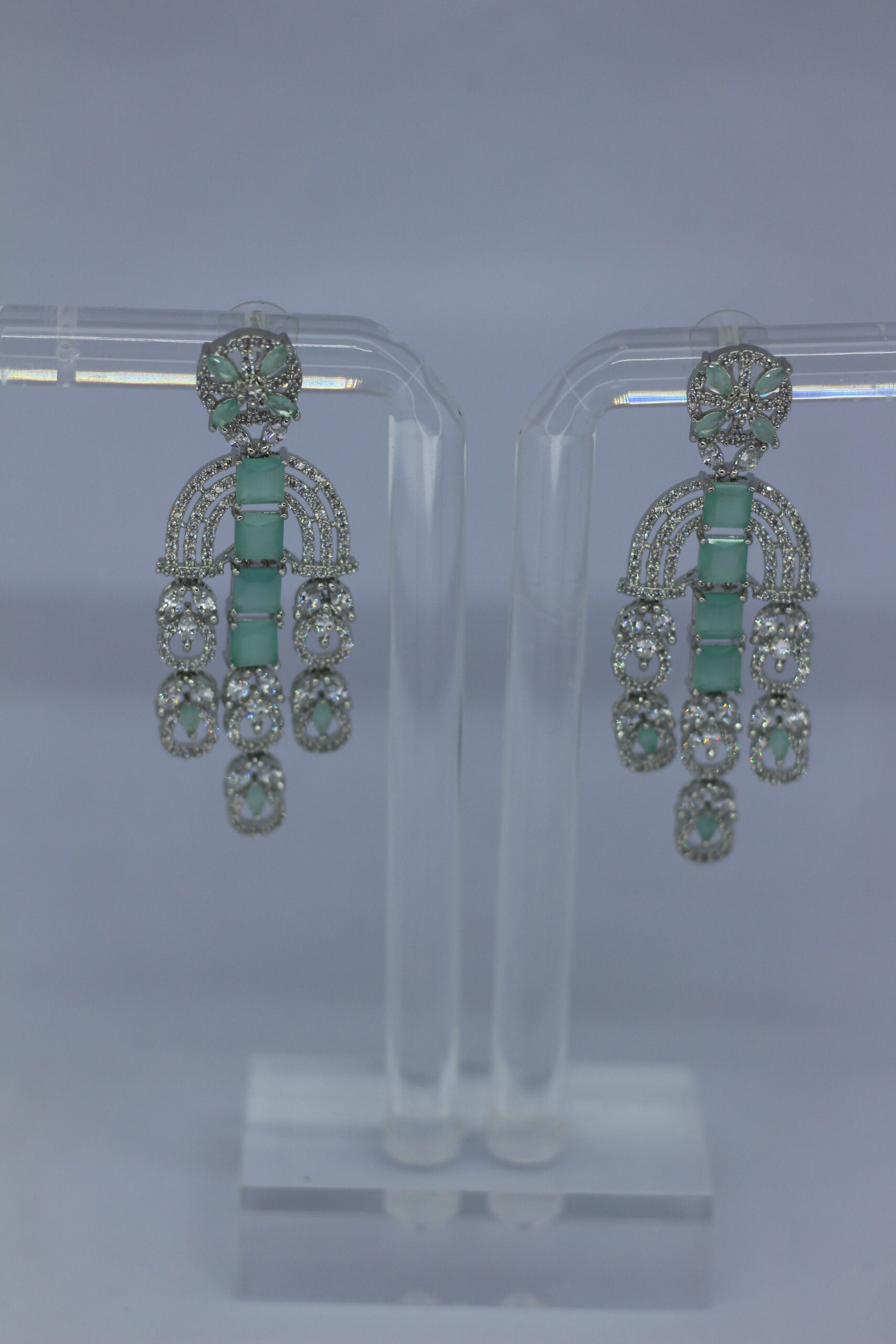 Elegant Mint Green Chandelier Earrings