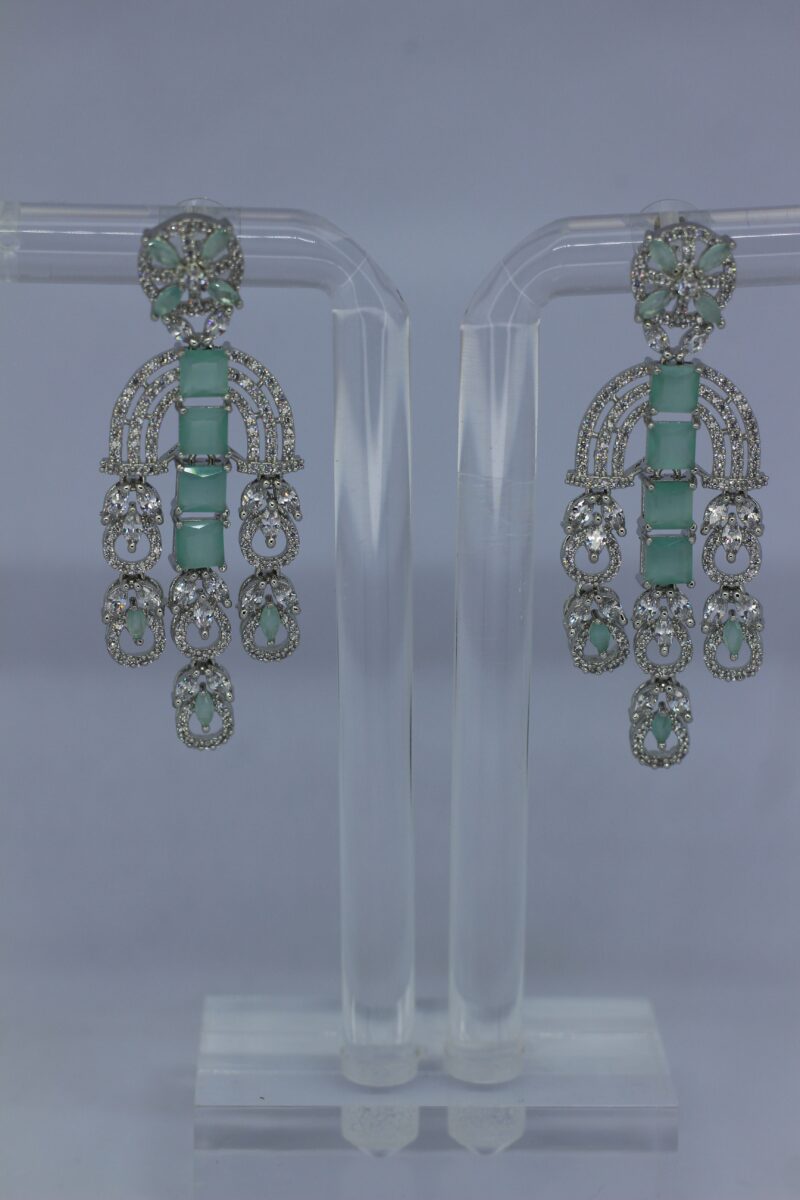 Elegant Mint Green Chandelier Earrings - Image 2