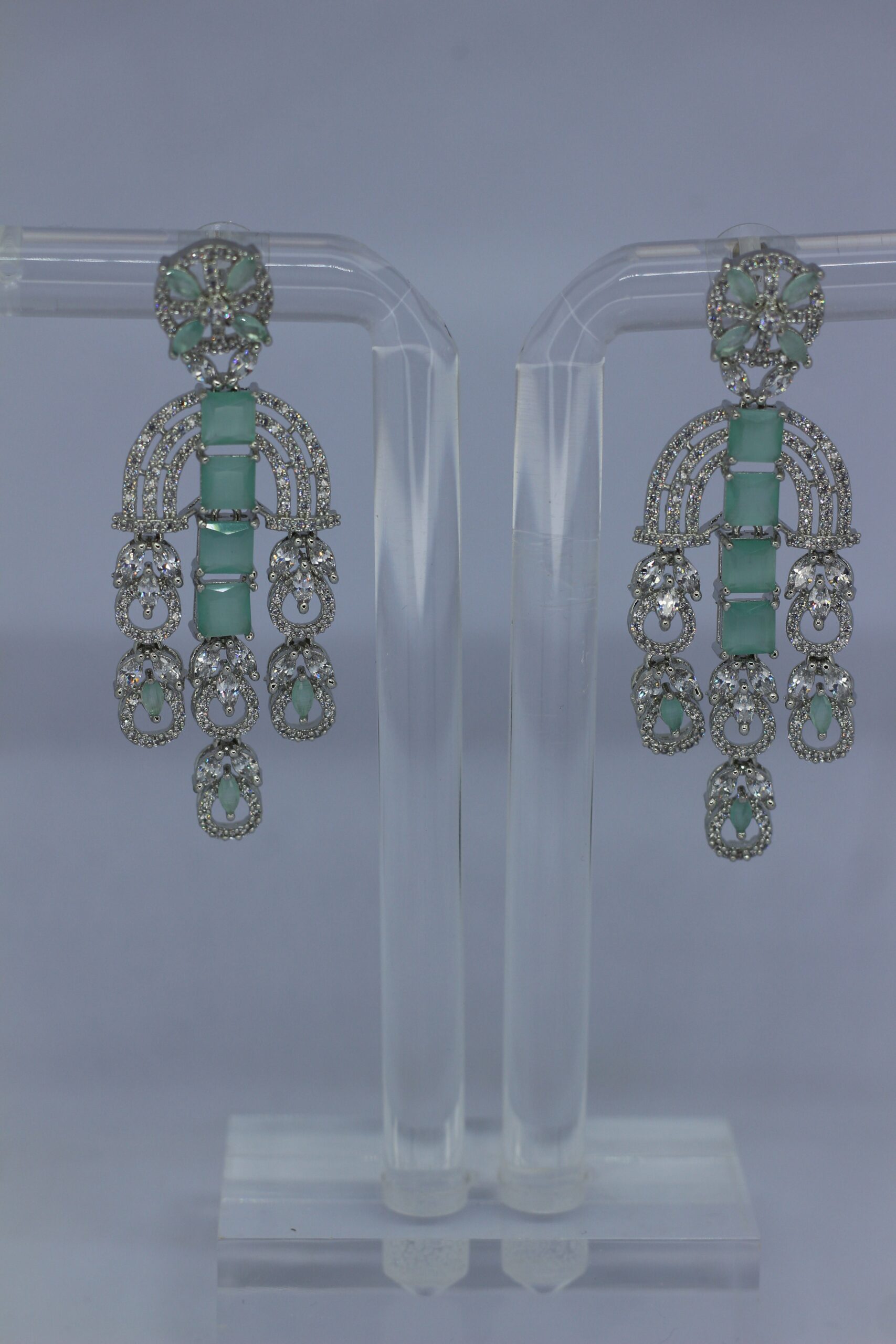 Elegant Mint Green Chandelier Earrings - Image 2