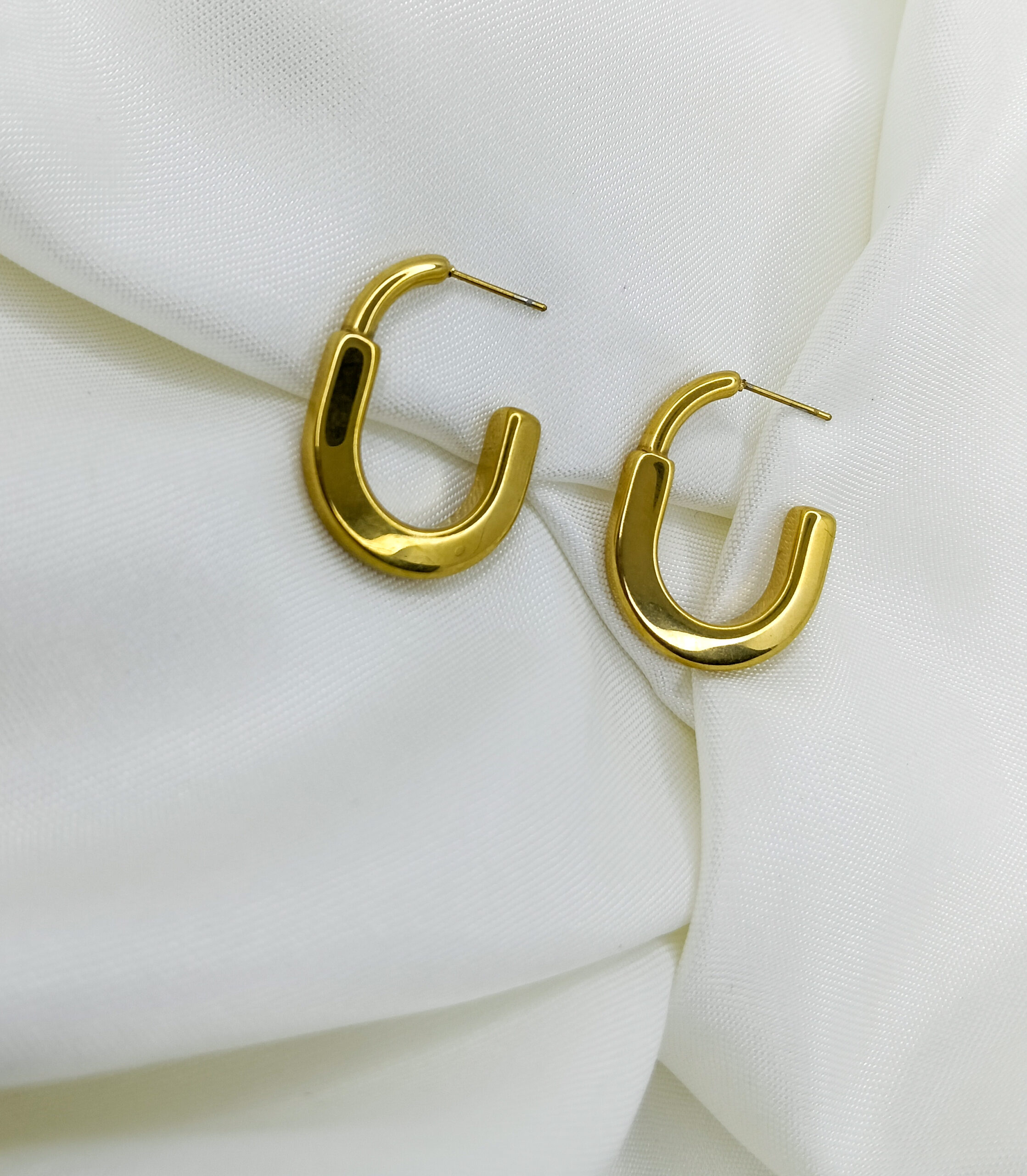 Classic Gold Stainless Steel Hoop Earrings - Image 2